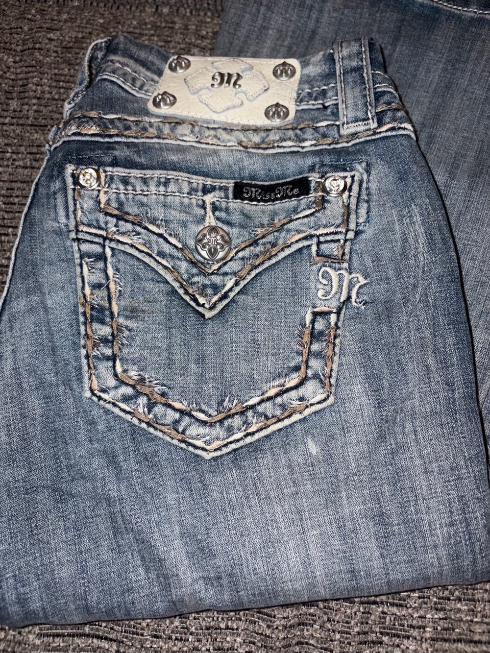 Miss Me Women's Blue Boot Cut Jeans with Embroidered Back Pocket